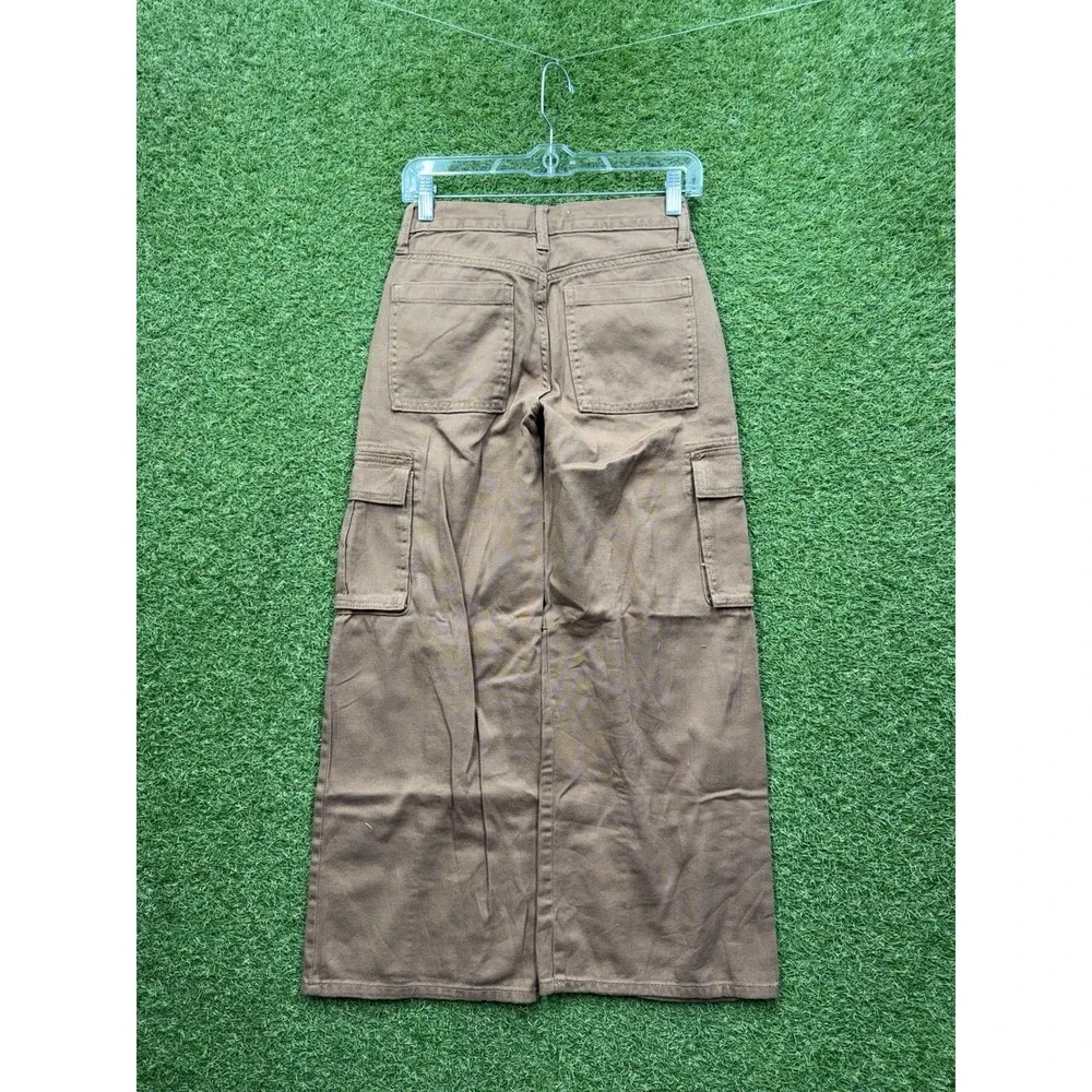 Old Navy Cargo Pants Girls 12 Brown Wide Leg Utility Pockets Cotton Brown NWT